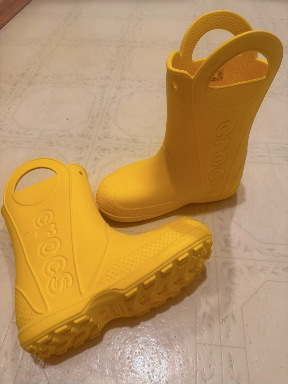 CROCS Kids' Bright Yellow Waterproof Handle Rain Boots
